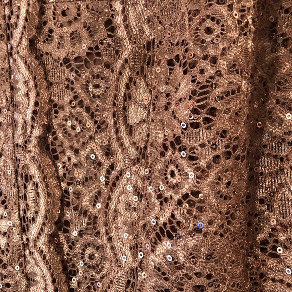 R & M Richards Sequins & Lace Dark Mocha Formal Gown & Jacket - Picture 7 of 16